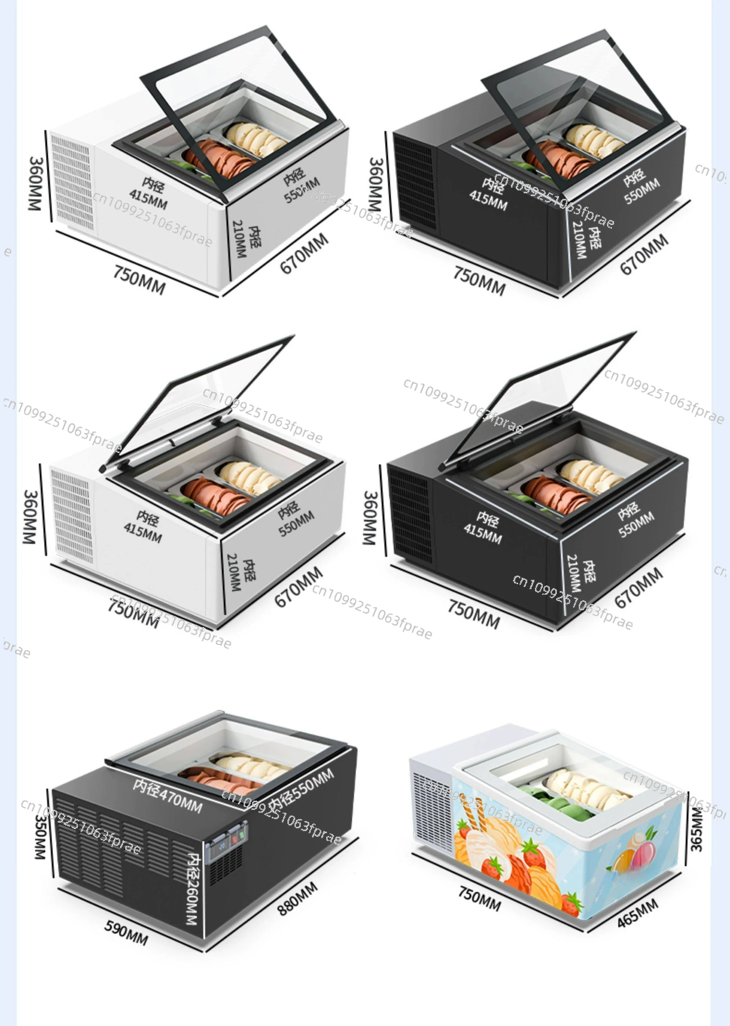 Small ice cream frozen countertop display cabinet Hard ice cream Italian stall digging balls