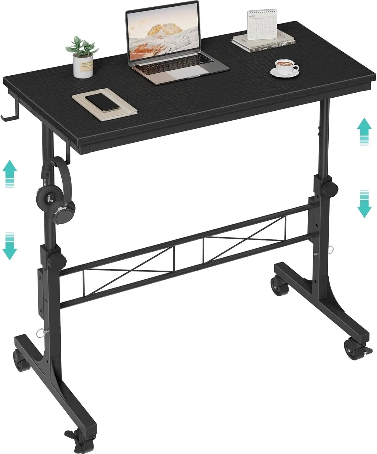 

32-дюймовый стол на колесиках с регулируемой высотой, портативный стол для ноутбука для классной комнаты и домашнего офиса