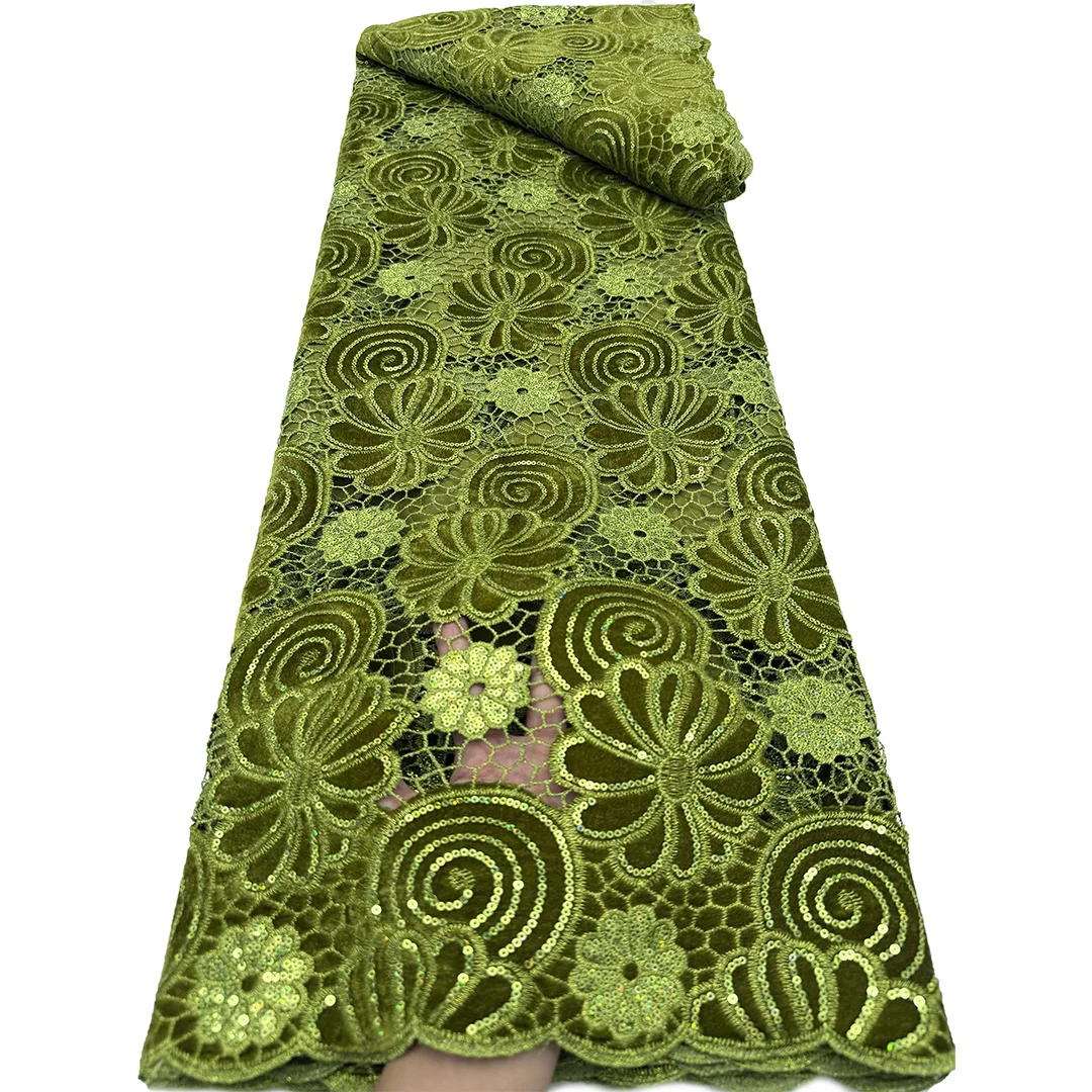 Laser Cut Velvet French Lace African Tulle Fabric High Quality Nigerian Sewing Cloth for All Occasions