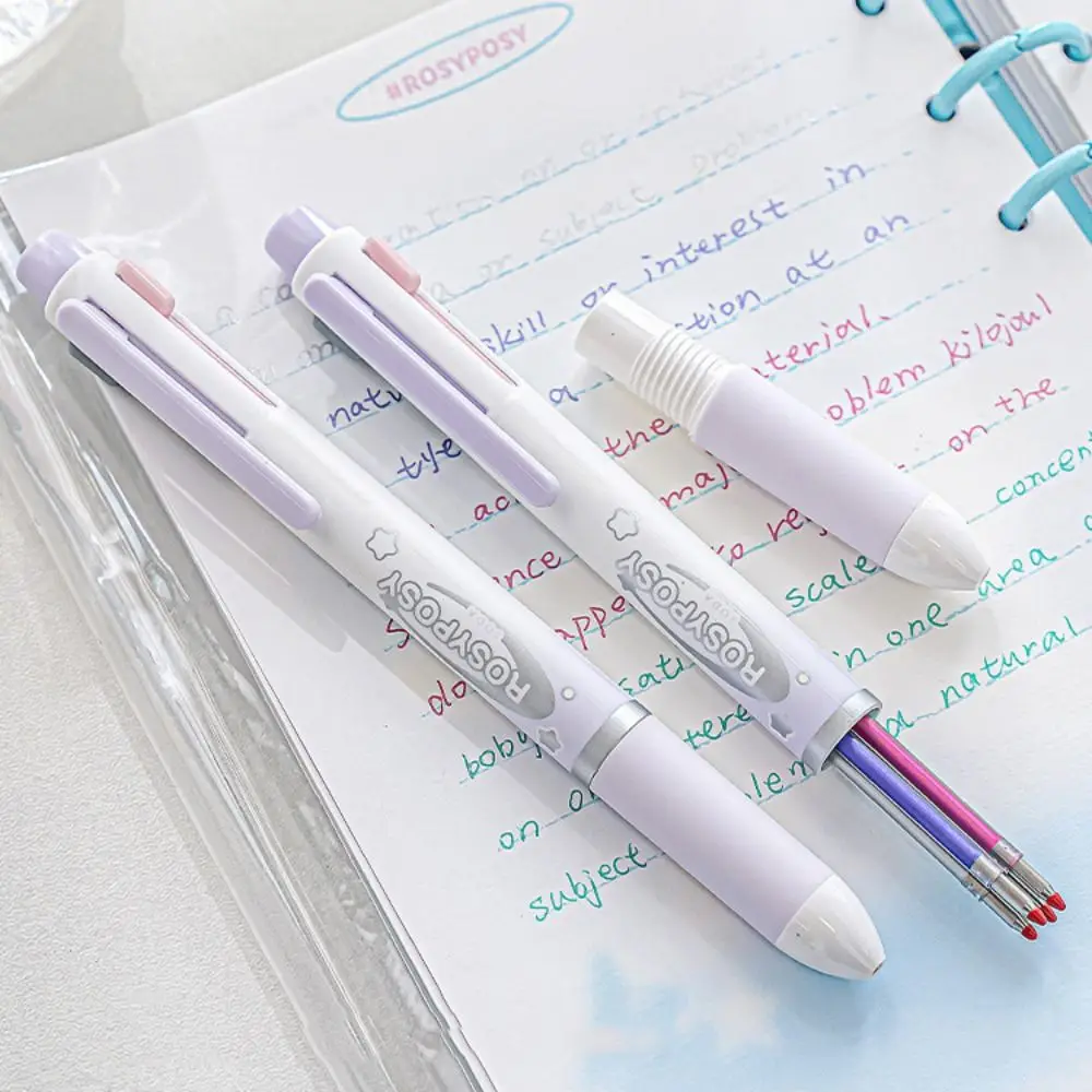 Multifunctional Four in One Ballpoint Pen Fine Flash Stationery Four-colors Gravity Pen Creative 0.5mm Lead Core