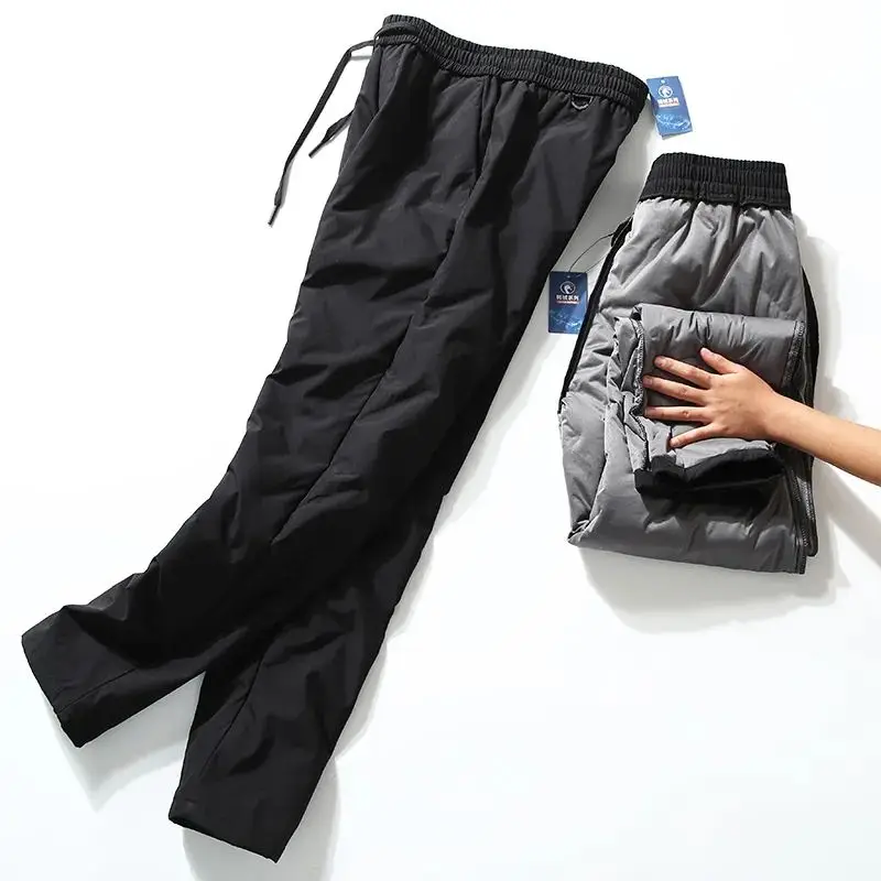 

Мужские зимние пуховые брюки: водонепроницаемые, из утиного пуха, повседневные, ветрозащитные, для активного отдыха, модные городские