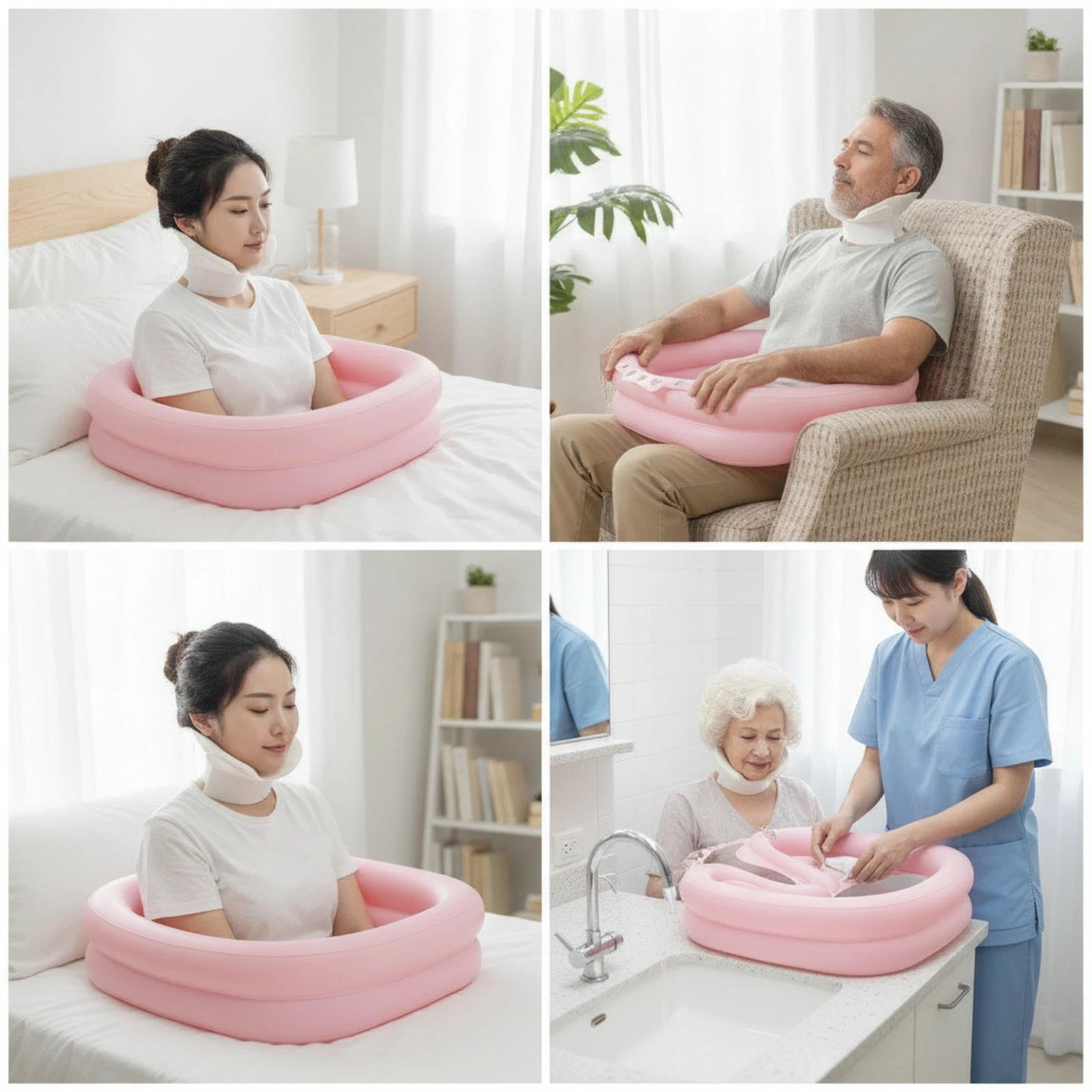 Shampoo Basin with Drainage Pouch Lightweight Inflatable Shampoo Basin Portable Hair Washing Station Supportive