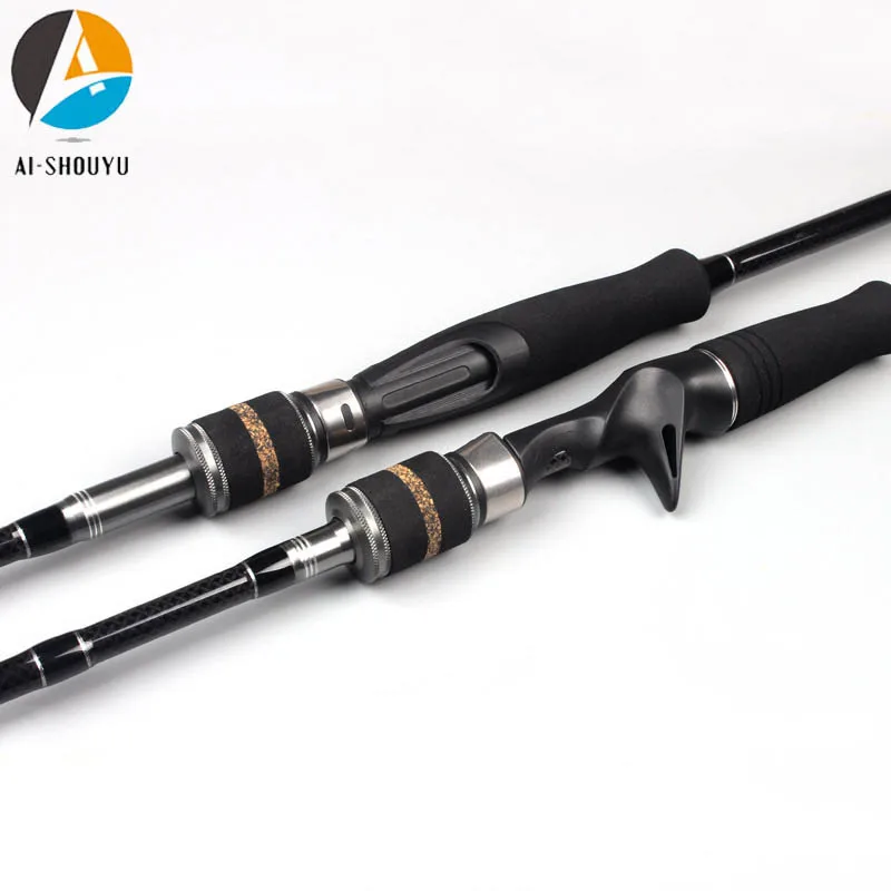 AI-SHOUYU Fishing Rod MH/H 2 Tips 2.1m/2.4m/2.7m/3.0m Spinning/Casting Fishing Pole Rod Carbon Fiber EVA Handle Travel Rods