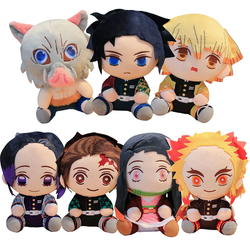

Новинка 20 см, популярная японская плюшевая кукла Demon Slayer, милая аниме Kimetsu No Yaiba Kamado Tanjirou Nezuko Zenitsu Kyoujurou, игрушки, подарок для детей
