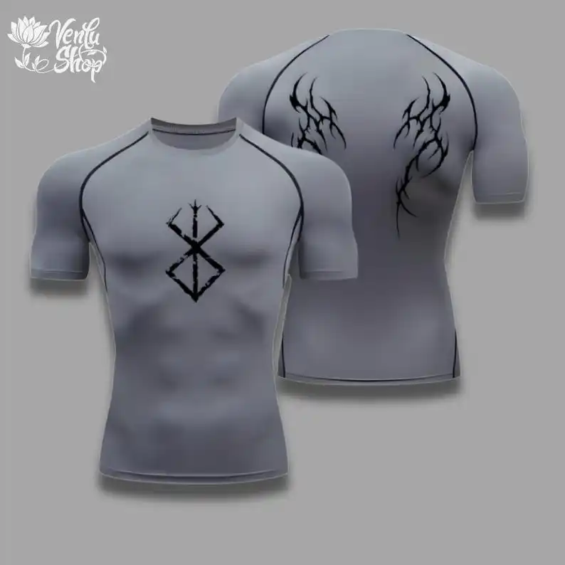 Guts Compression Shirt Berserk Anime Guts Gymwear Gymclothing Animeshirt Compressor Muscle Gym Aesthetics Animewear Shape Wear image 3