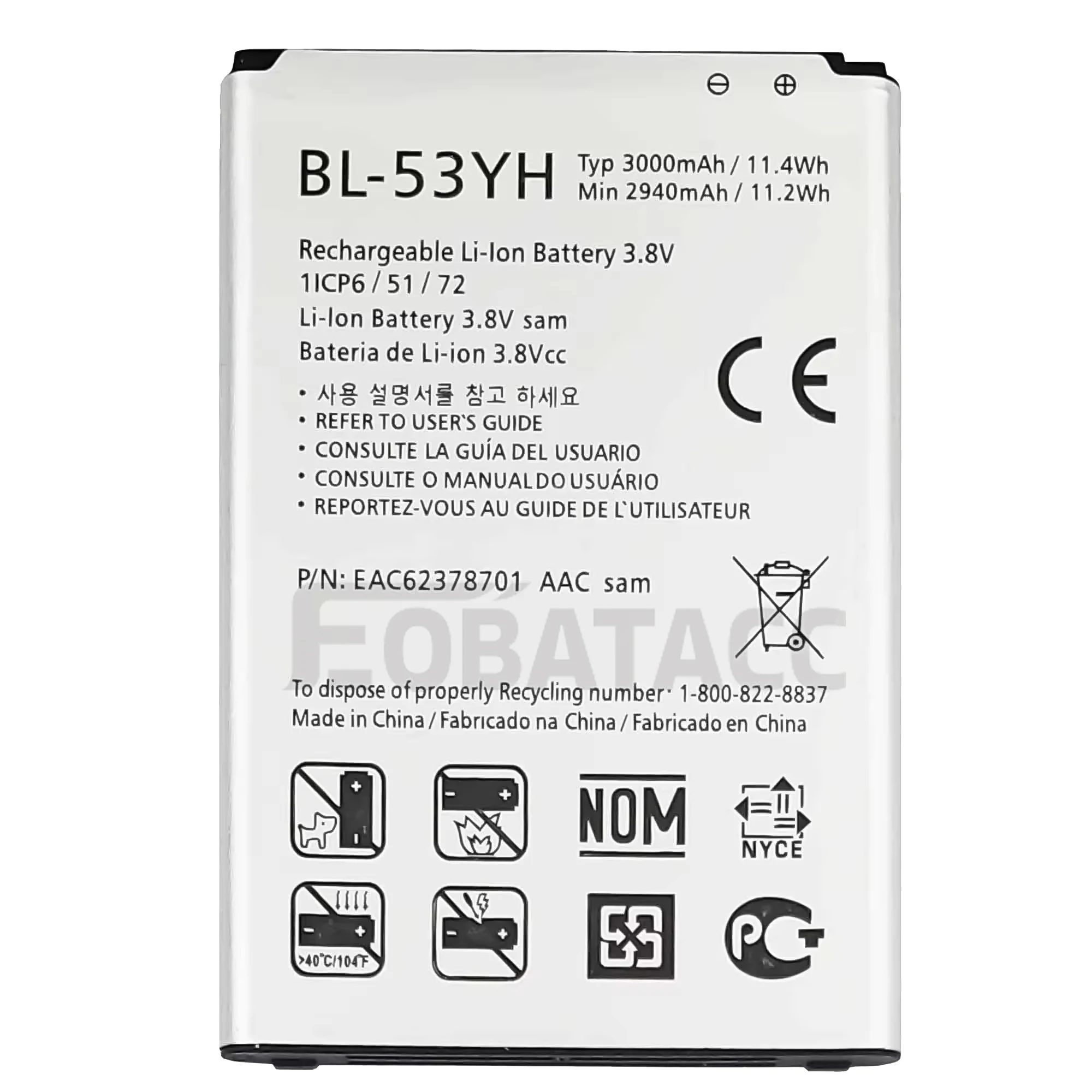 100% New Original Battery BL-53YH For LG C3/D855/D850/D851/D852/VS985 4G/LS990/F400K/G3 Stylus/D690/D690N Battery + Free Tools