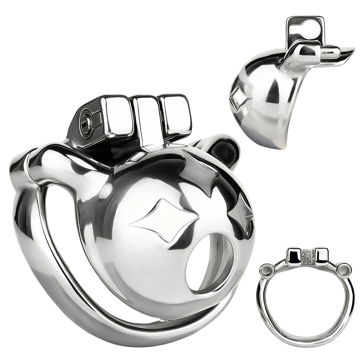 FRRK Meteor Pattern Metal Breathable Chastity Restraint Cage For Gay Men Steel Cock Ring Key Unlock Design Adult Erotic Play Toy