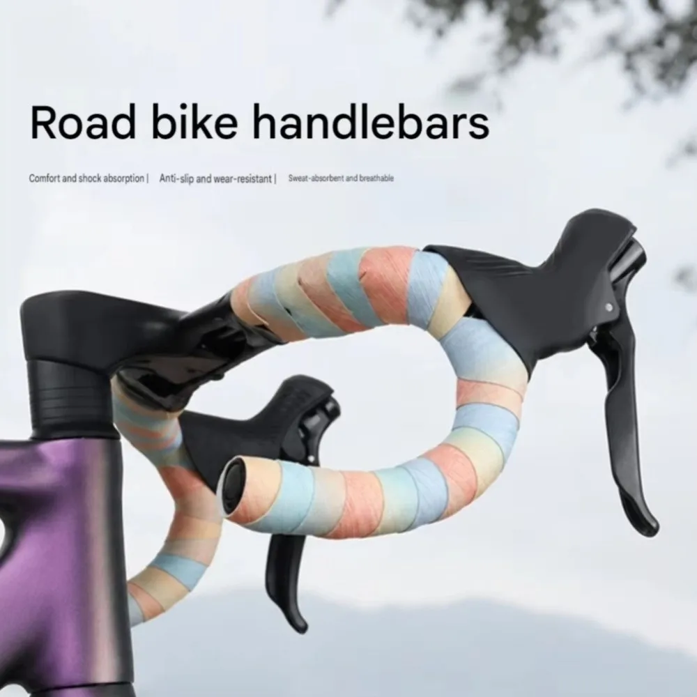 Gradient Color Road Bike Handlebar Tape Shockproof Non-Slip Grip Cycling Handlebar Wrap Absorbent Breathable Anti-Vibration