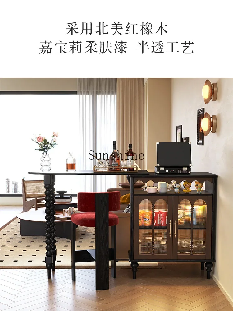 Retractable bar counter, living room partition, multi-functional storage, dining side rack