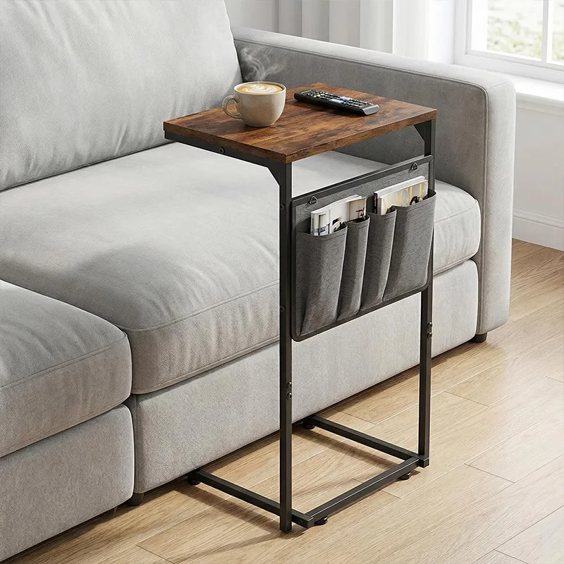 C Shaped End Table Slide Under Couch Side Table Small Tall Coffee Stand Sofa Tray Desk For Home Couch Living Room Bedroom Office