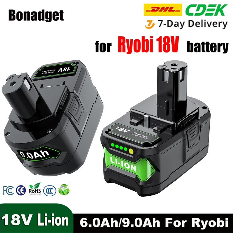 9000Mah 18V for Ryobi P108 Battery Replacement Li-ion Battery P108 P102 P103 P104 P107 BPL1820 RB18L50 Power Tool Baterry