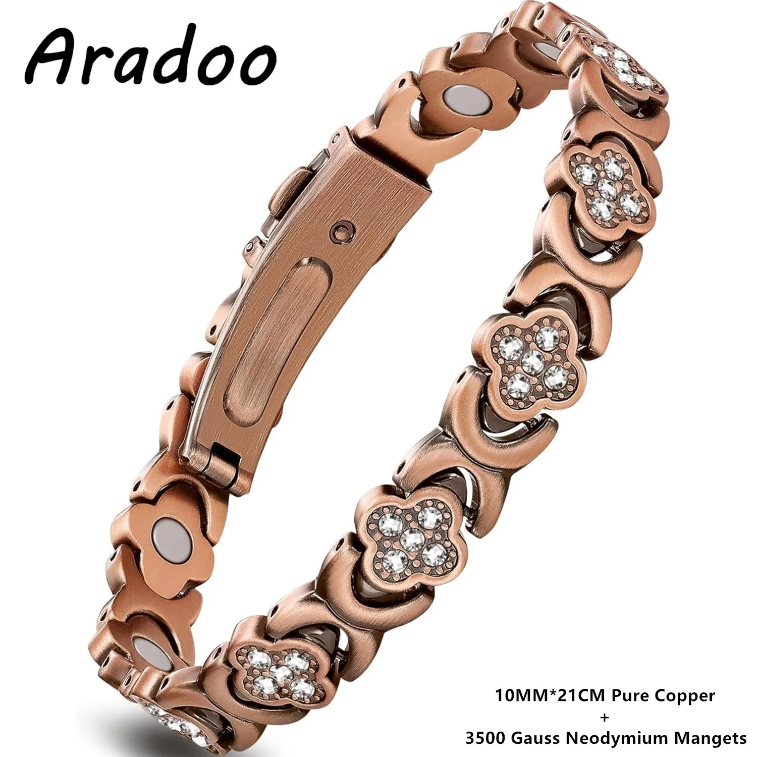 ARADOO Pure Copper Bracelets for Women Luck&Love Infinite Clover Design Ultra Strength Magnetic Therapy Bracelet Jewelry Gifts