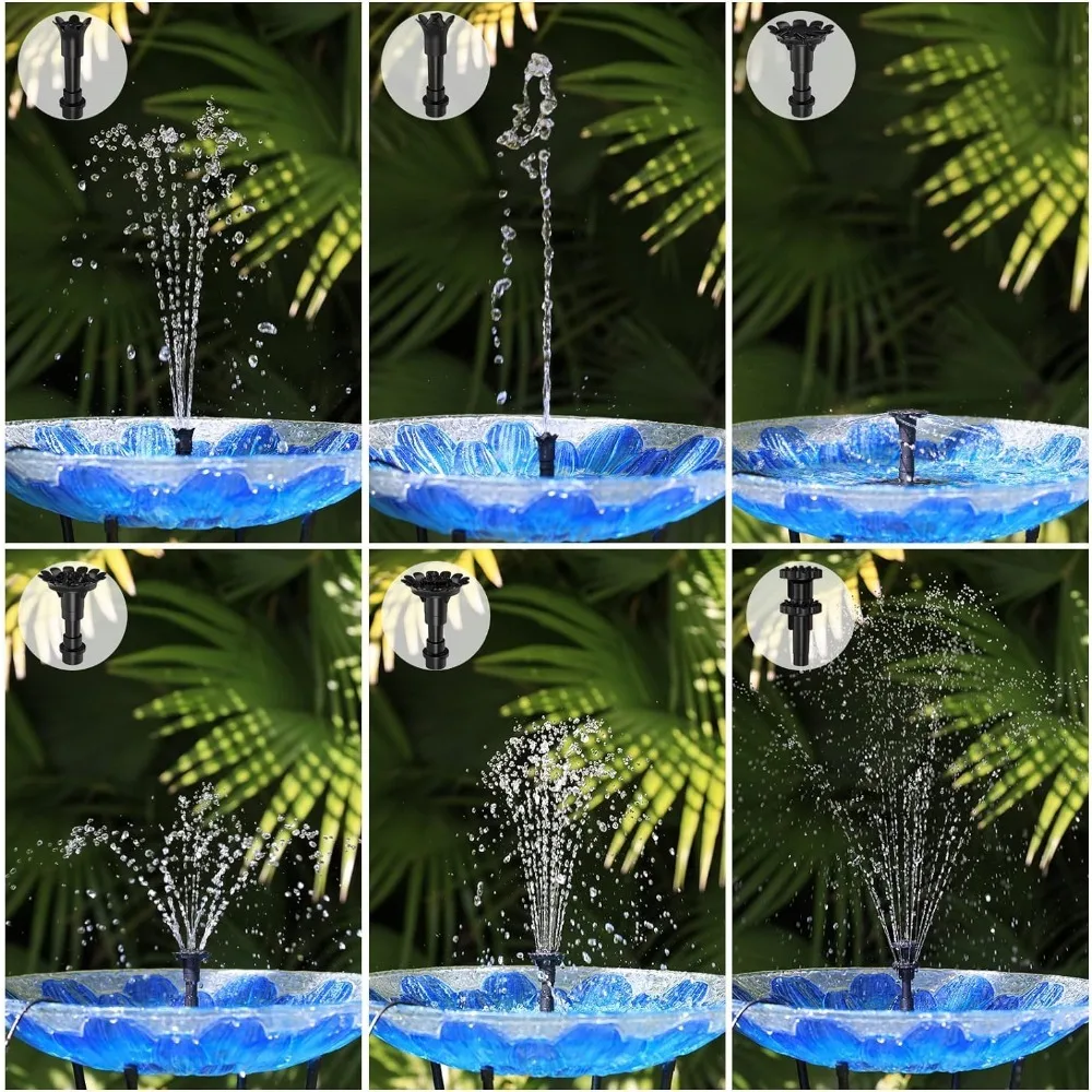 3.5W Split Solar Fountain with Multiple Nozzles DIY Solar Water Pump 4.9 Feet Water Pipe for Solar Fountain in Garden Pond