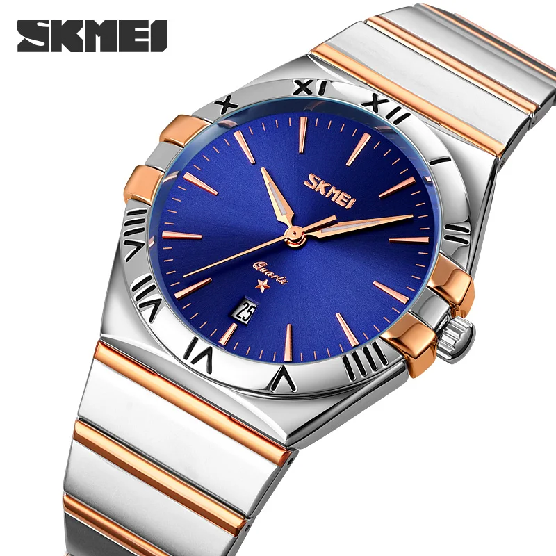 SKMEI Top Brand Quartz Movement Men's Watches 30M Waterproof Shock Resistant Steel Strap Date Watch Men Clock Relogio Masculino