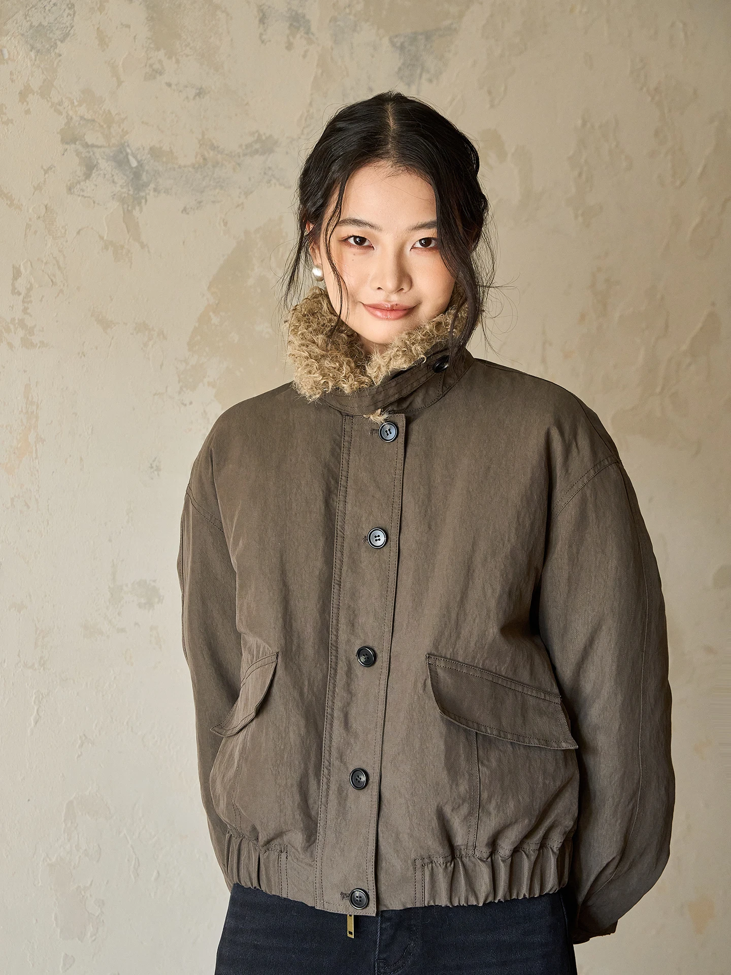 

Casual Sle ort Quilted Jaet Women's Winter Coat White Du down Filled Versatile Flip Collar Thiened Warm Zipper Closure