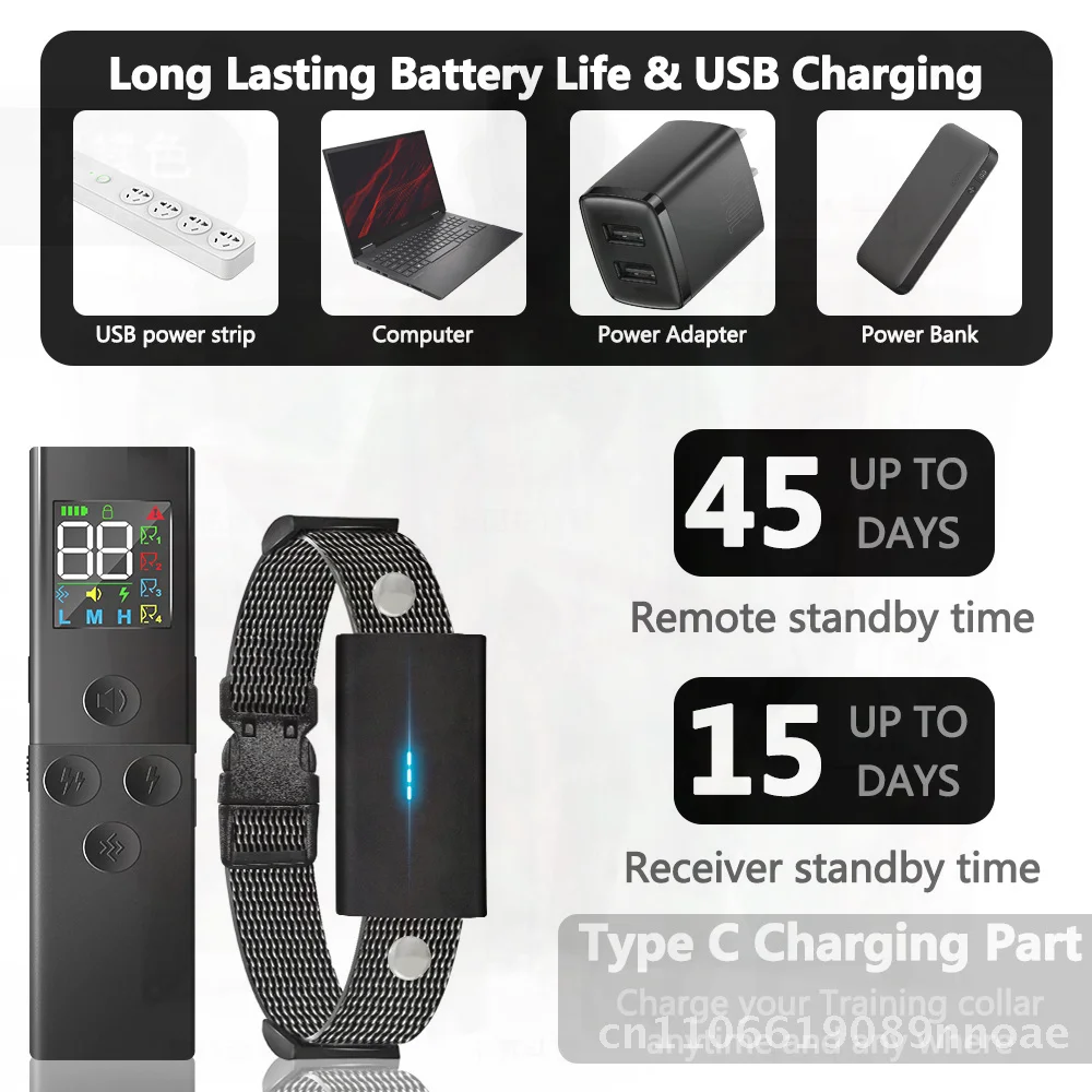 

Интеллектуальный ошейник для дрессировки собак с дистанционным управлением и вибрацией, устройство для остановки лая электрошока, универсальные товары для домашних животных черного цвета