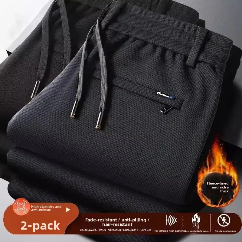 

Мужские утепленные повседневные брюки на флисовой подкладке, прямого кроя, теплые, износостойкие, грязеотталкивающие, для работы, осень-зима, с низкой посадкой, повседневные