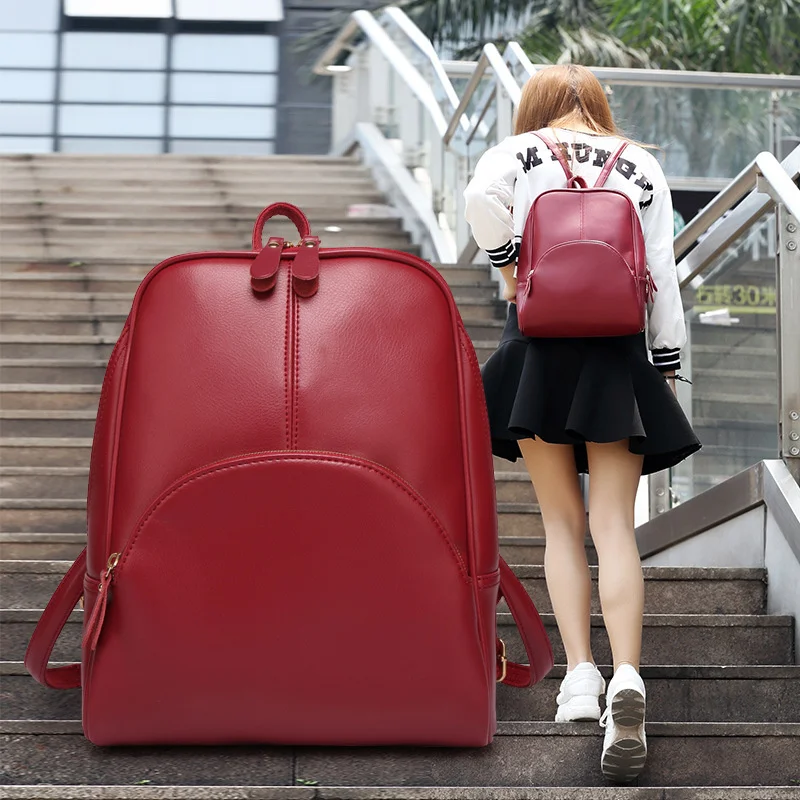 Women Backpacks Leather Ladies School Bag Fashion Travel for Female pack