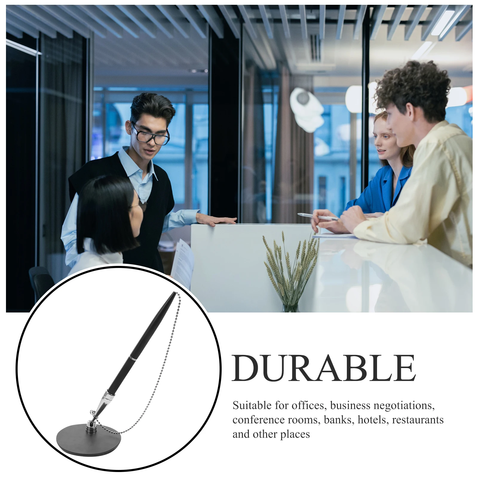 

Signing Pen Ballpoint Counter with Base Writing Smooth Stand Pens Book Business