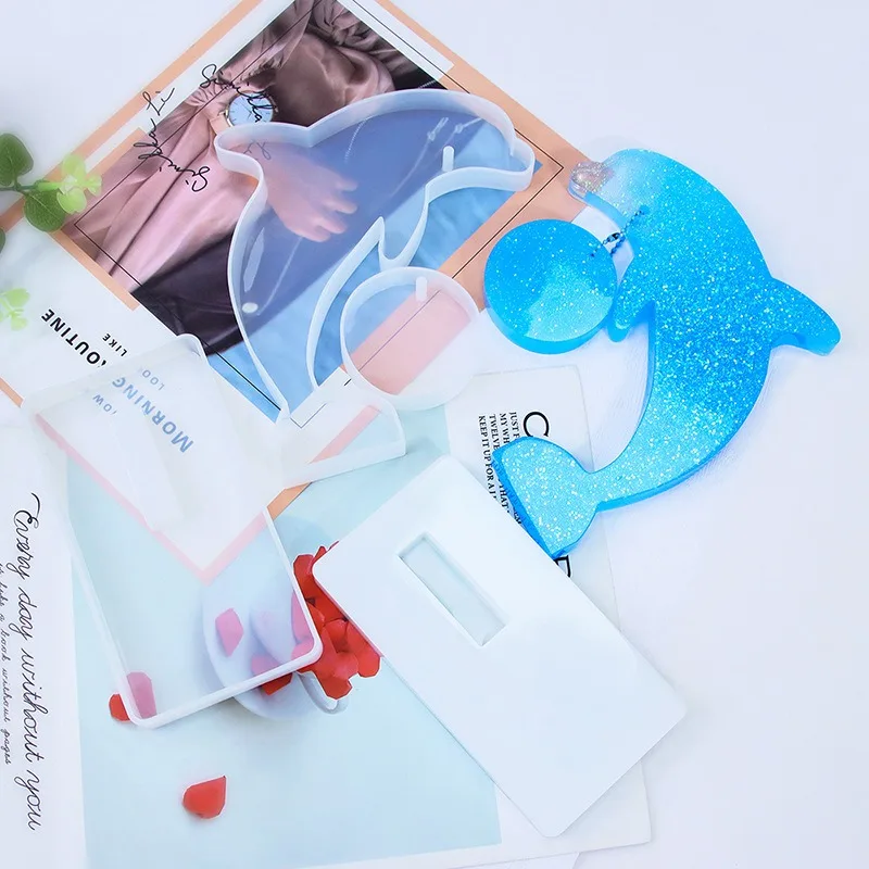 DIY Love Photo Frame Crystal Epoxy Resin Mold Heart shaped Moon Dolphin Gypsum Placer Silicone Mold