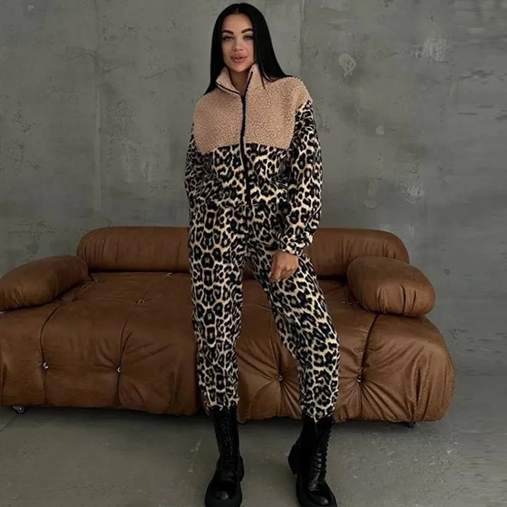 2 Piece Women Sets 2025 New Arrival Aummer Spring Matching Sets Leopard Print Long Sleeve Top Pants Suits Outfits Clothing