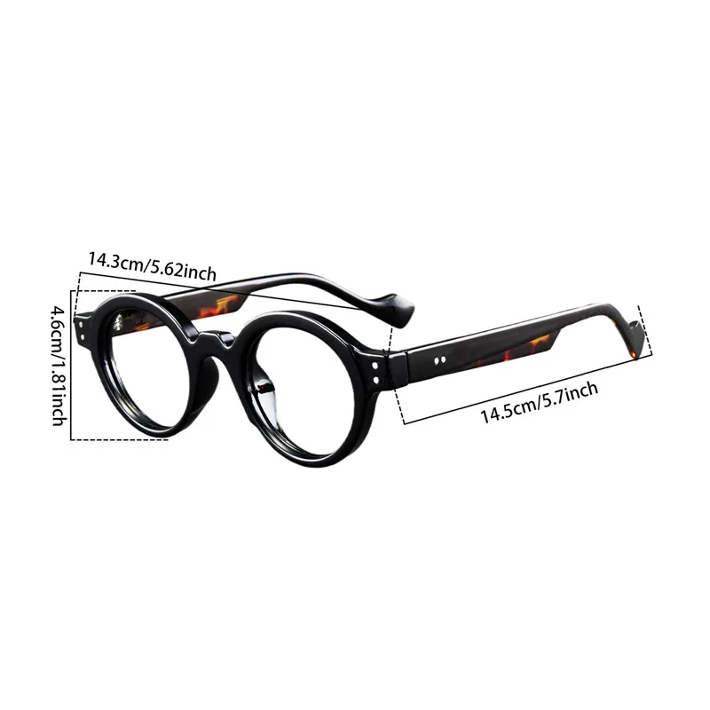 Retro Round Frame Fashionable Reading Glasses Made of Ultra Light Resin, Suitable for Both Men and Women