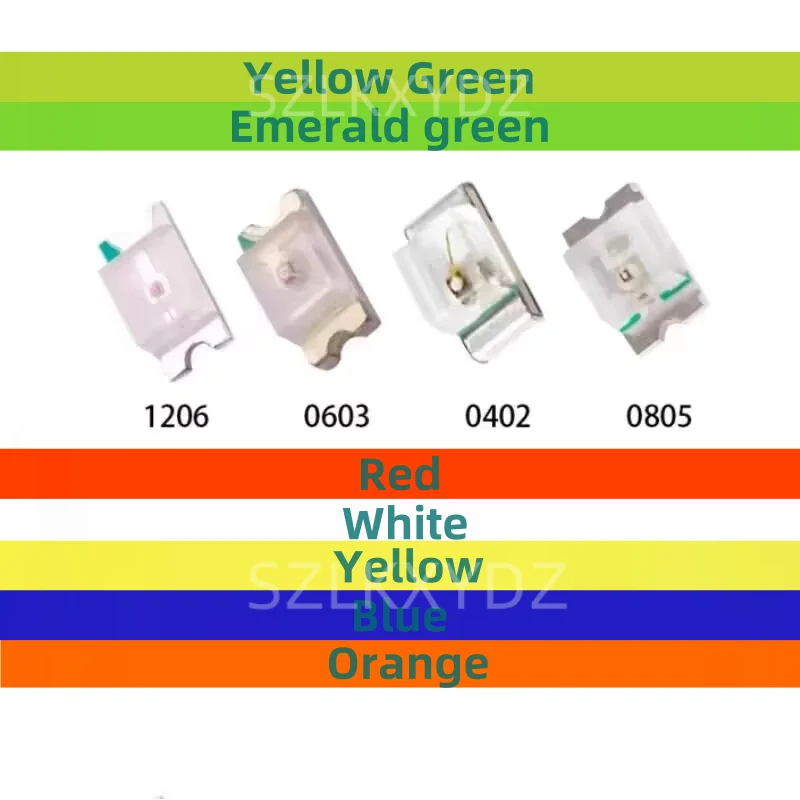 100PCS/LOT 0402  Light-emitting diodes  LED White/Orange/Red/Yellow/Blue/Green