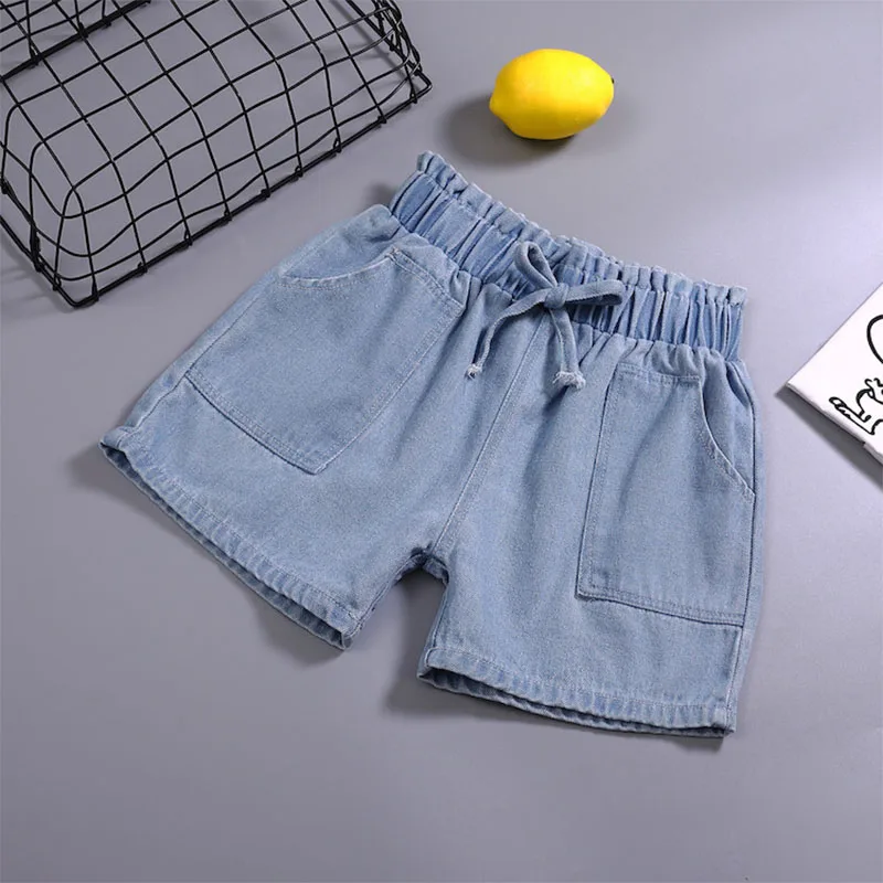 Neue Mädchen Mode kurze Denim Kinder elastische Tether Jeans Frühling Sommer Kinder hoch taillierte bequeme Hosen 4-12 Jahre