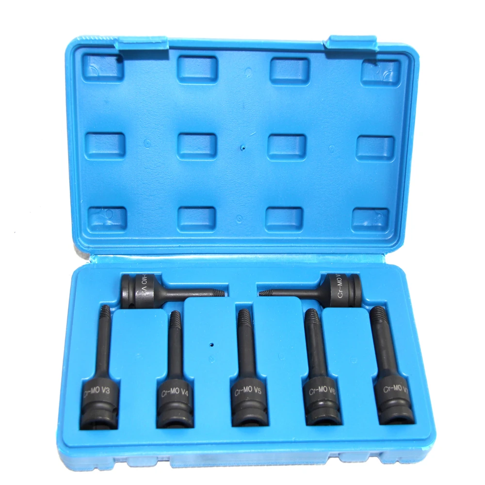 7Pcs 1/2 Inch Drive Impact V-type CR-MO Bit Socket Set For Torque Ratchet Spanner V1-V7 Stud Remover