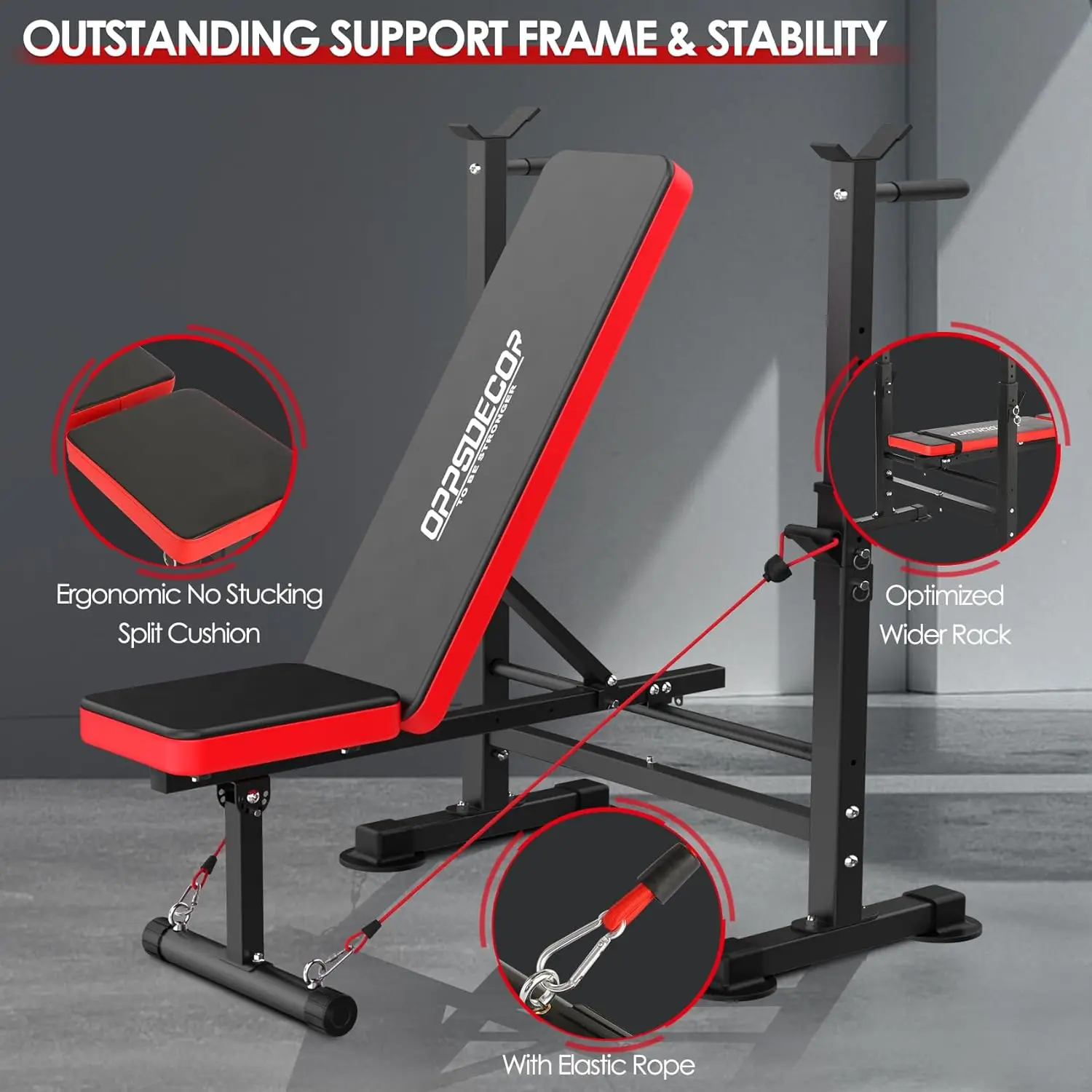 660lbs 6 in 1 Weight Bench Set with Squat Rack Adjustable Workout Bench with Leg Developer Preacher Curl Rack Fitness