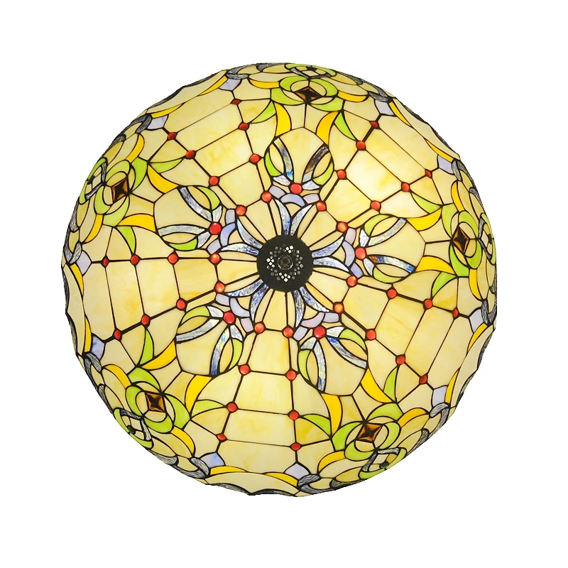 

60CM European style glass art ceiling light, Tiffany style living room, bedroom, bar, warm color lighting, antique style
