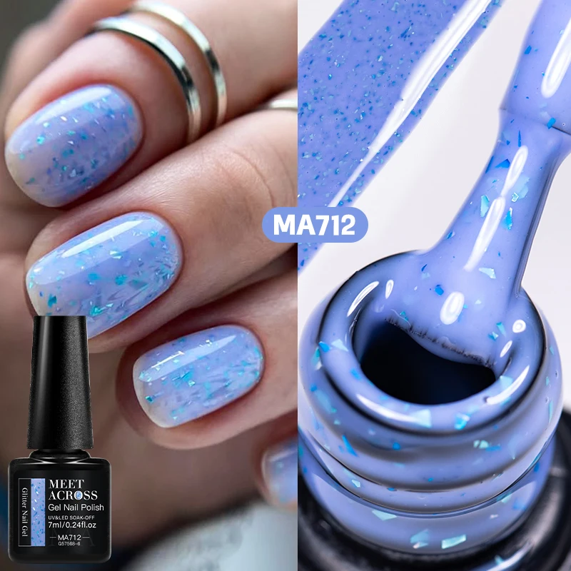 7ml MEET ACROSS グリッターネイルジェルポリッシュ ゴールドフォイル DIYネイルアート用品 マニキュア マニキュア セミパーマネント 速乾 簡単塗布