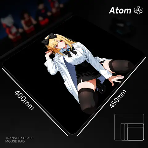 귀여운 애니메이션 소녀 Y-Yue 유리 마우스 패드 강화된 매끄러운 키보드 패드 업그레이드된 E-스포츠 게임용 마우스 패드 맞춤형 패턴