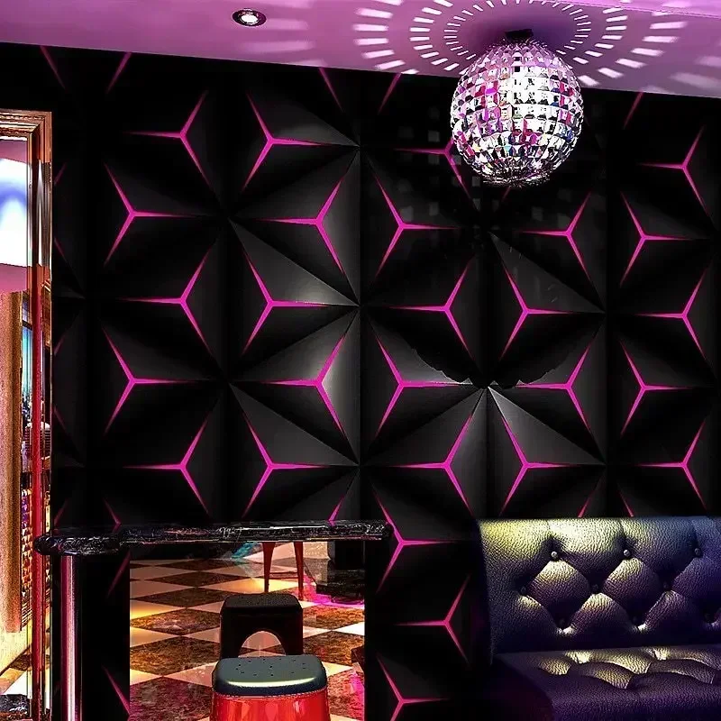 Ktv Decoration Wallpaper 3D Three-dimensional Plane Geometric Pattern Theme Box Background Wallpaper Mural Wallpaper
