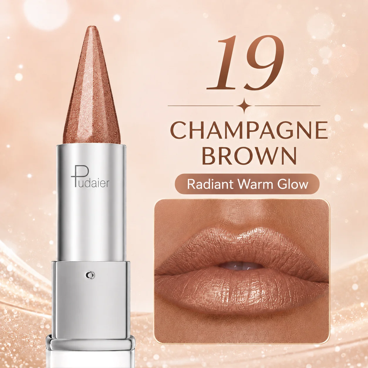 Schimmernder Lippenstift, feiner, leuchtender, rosafarbener, hautfarbener Lippenbalsam, langanhaltender, feuchtigkeitsspendender, perlmuttfarbener Lipgloss, wasserfeste Kosmetik für das tägliche Make-up – Detail 2