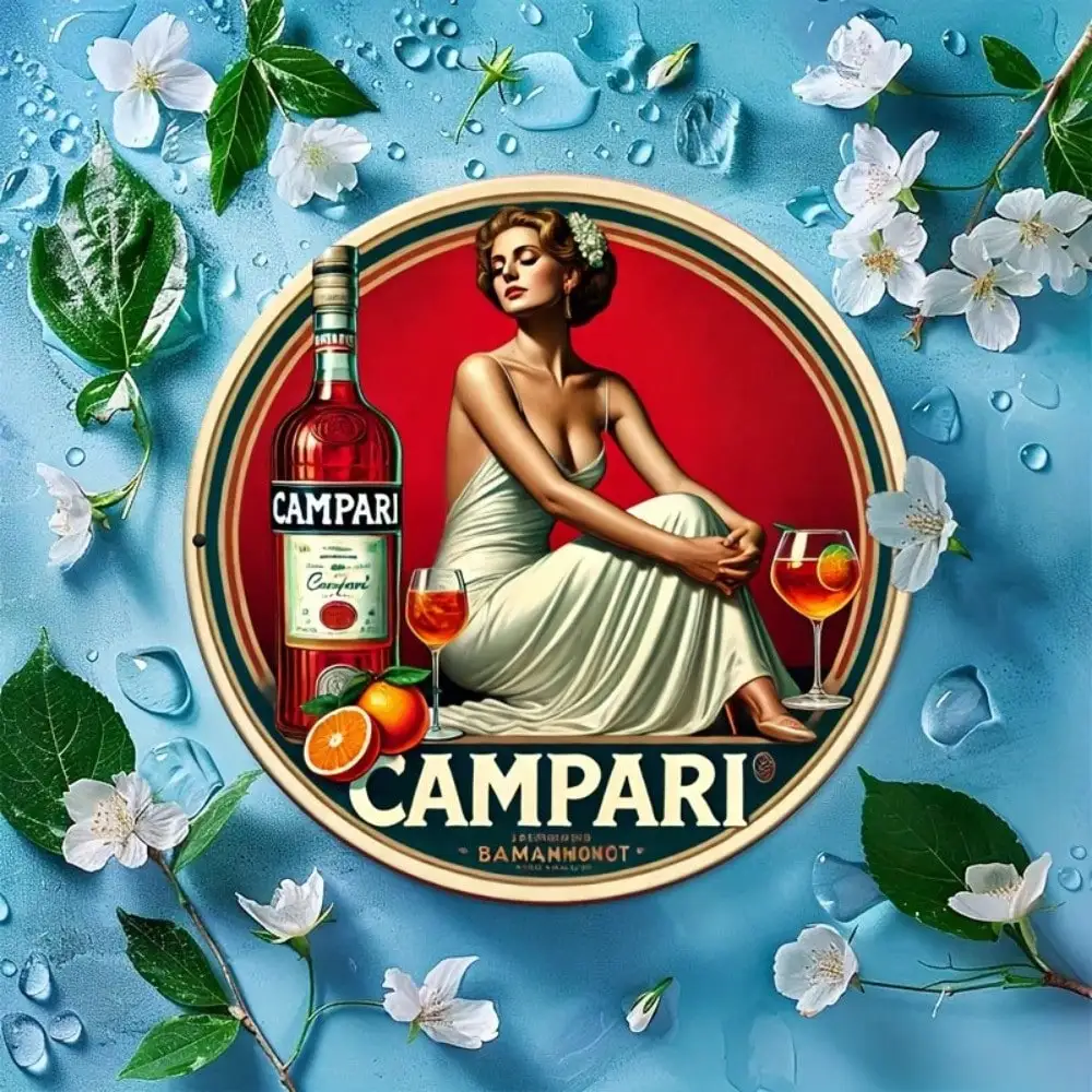 Campari معدن القصدير تسجيل الرجعية جدار ديكور كلاسيكي خمر الألومنيوم بار مقهى