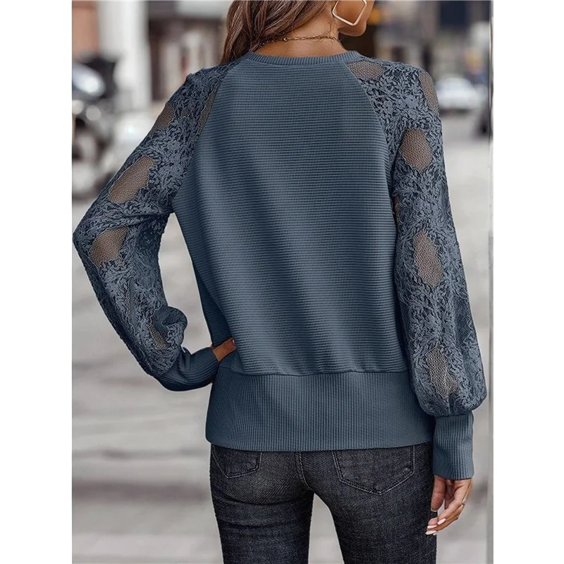 

ABP-Womens Long Sleeve Shirts V-Neck Lace Tops Business Casual Blouses Tee Trendy Fall Fashion Outfits Clothes