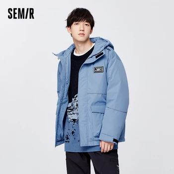 Semir Down Jas Mannen Losse Trekkoord Capuchon Eenvoudige Werk Jas 2022 Winter Outdoor Trend Tops Alle-Match