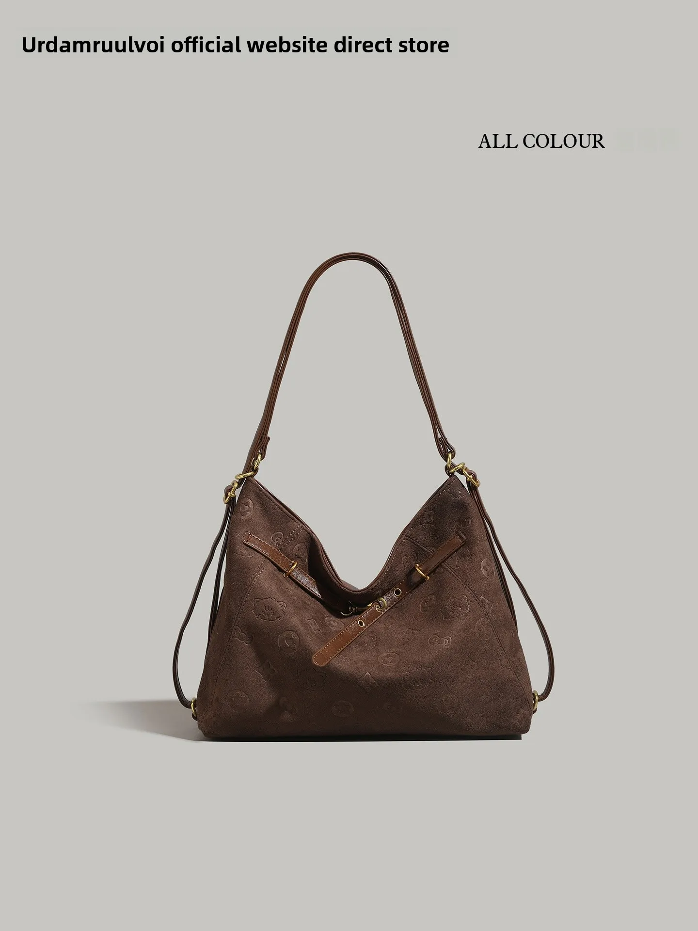 

UR Retro Suede Double oulder Bag Women's 2025 New Multi-Way Wear Commuter Bag Large Capaci Handheld Single oulder Bag