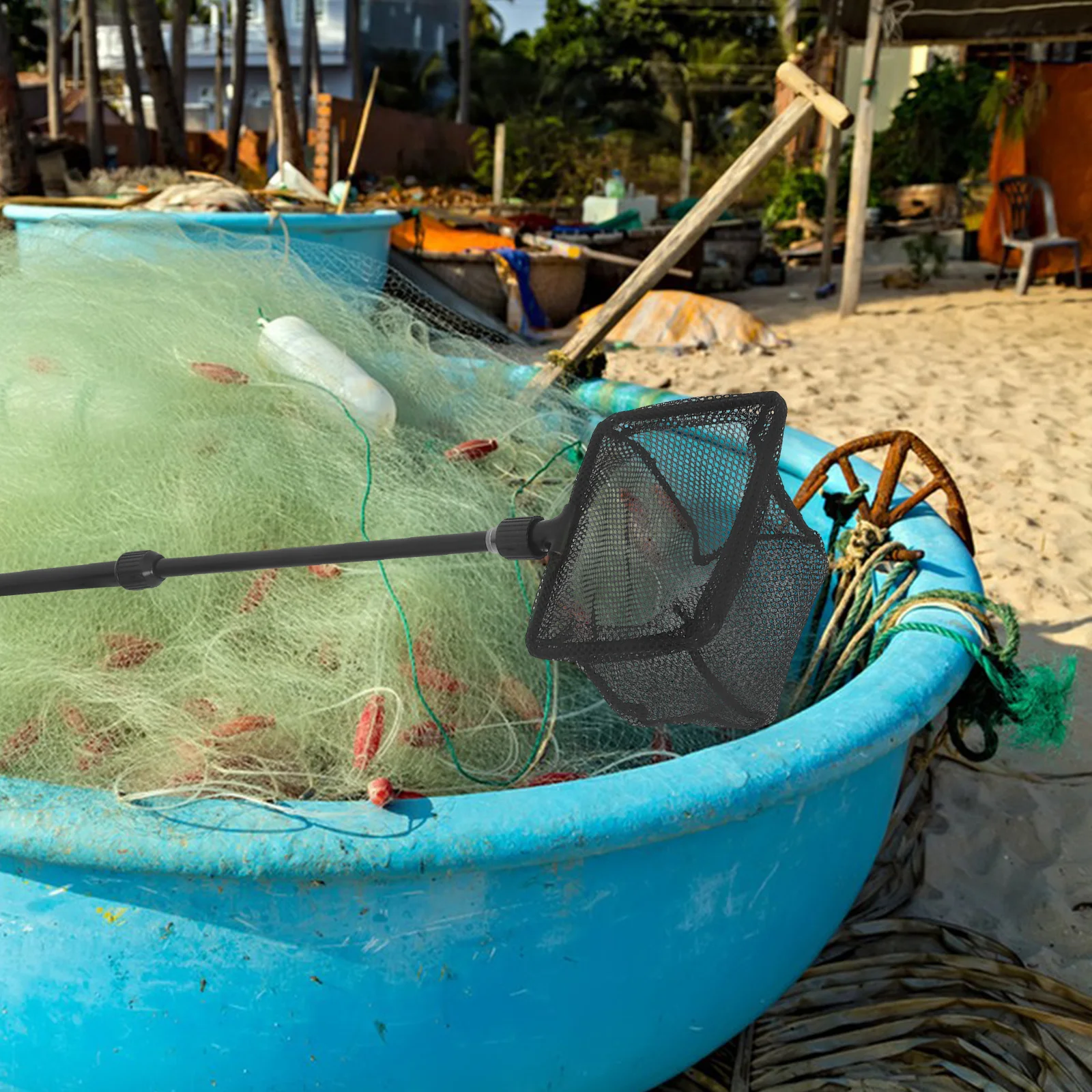 

Telescopic Fishing Landing Net Size S Extendable Plastic Handle Durable Nylon Mesh Net for Freshwater Saltwater