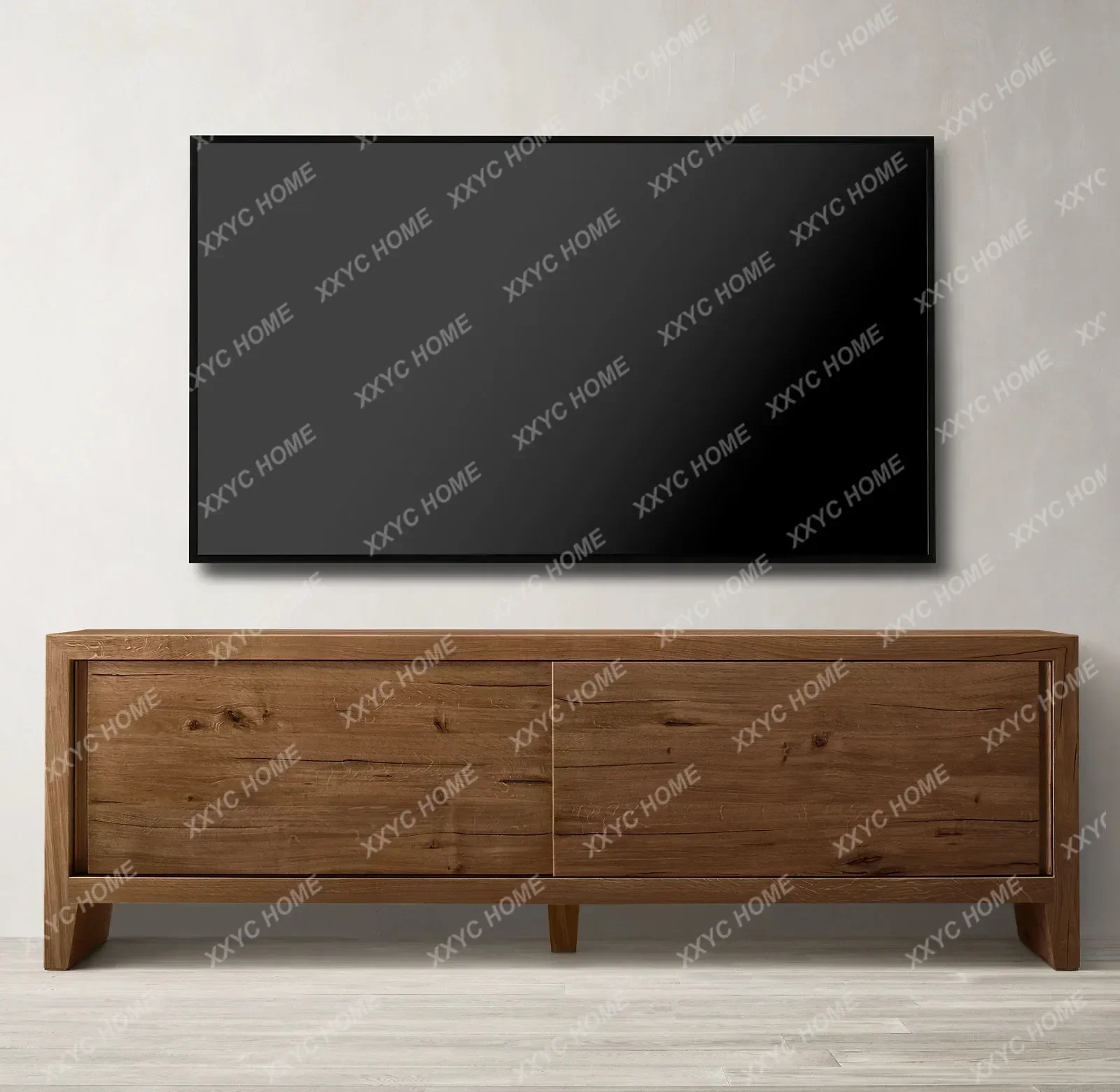 H Country Retro Distressed Solid Wood TV Cabinet  Oak Full Decoration Floor Cabinet