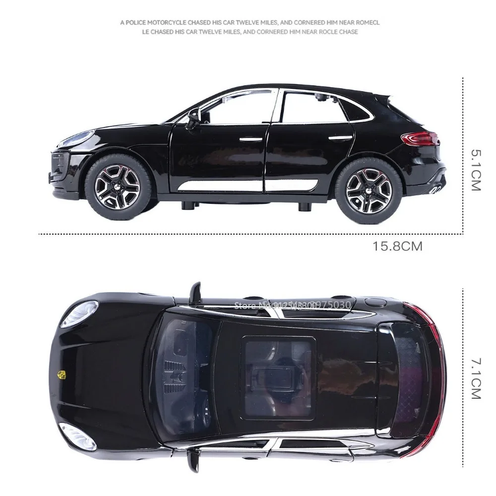 1/32 Macan T SUV Car Model Zinc Alloy Diecast Simulation Toy with Sound Light Pull Back Collecte Decorates Gift for Boy Birthday