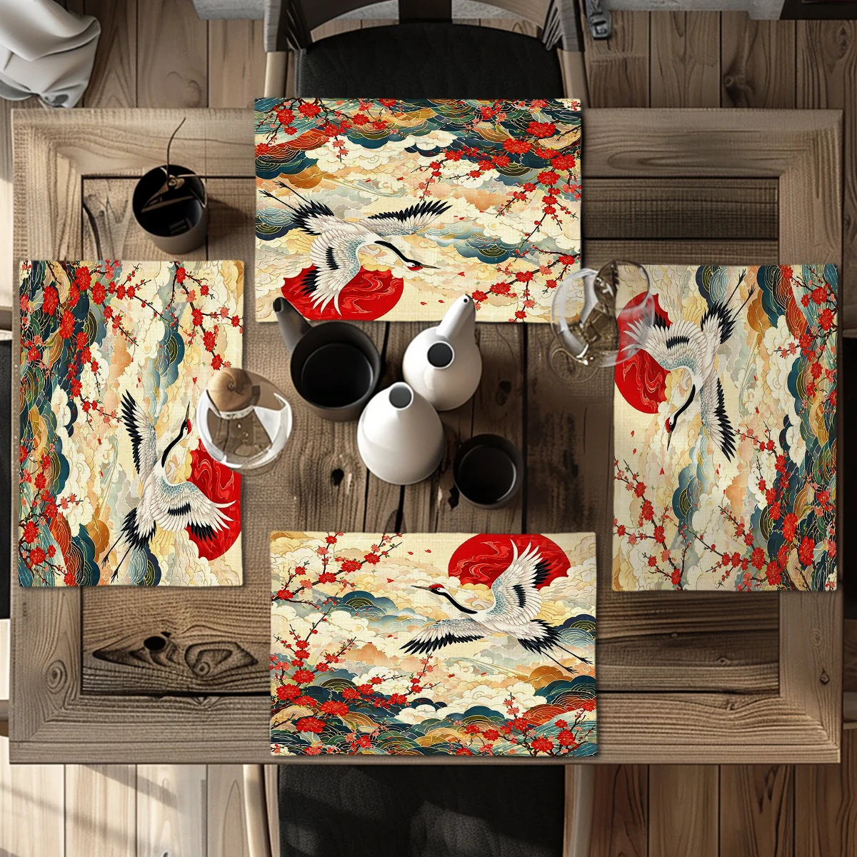 Vibrant Fruit Pattern Polyester Placemats - Set of 4, Decorative Table Mats for Home Dining, Kitchen & Party Table Settings