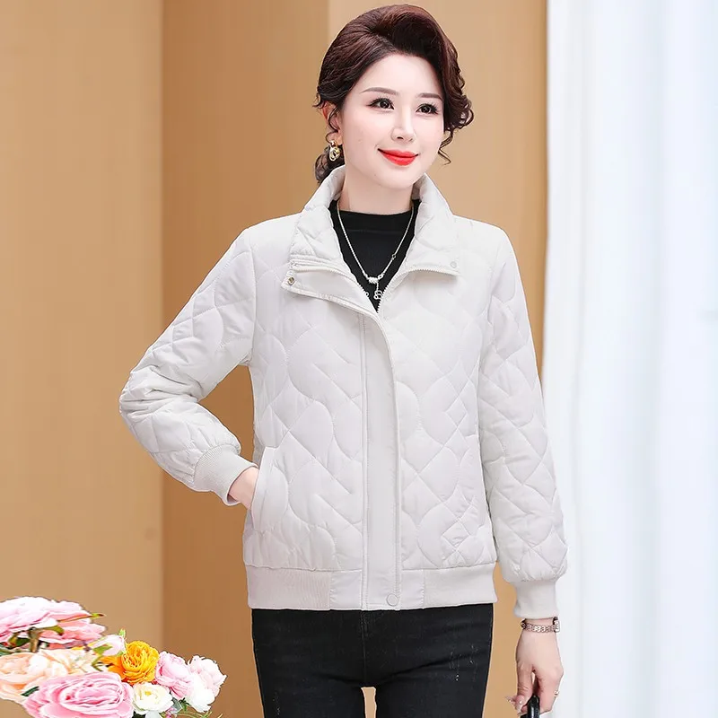 Women's Winter Jacket With Stand Up Collar Placket Quilting Cotton coat Large Size Wadded Overcoat