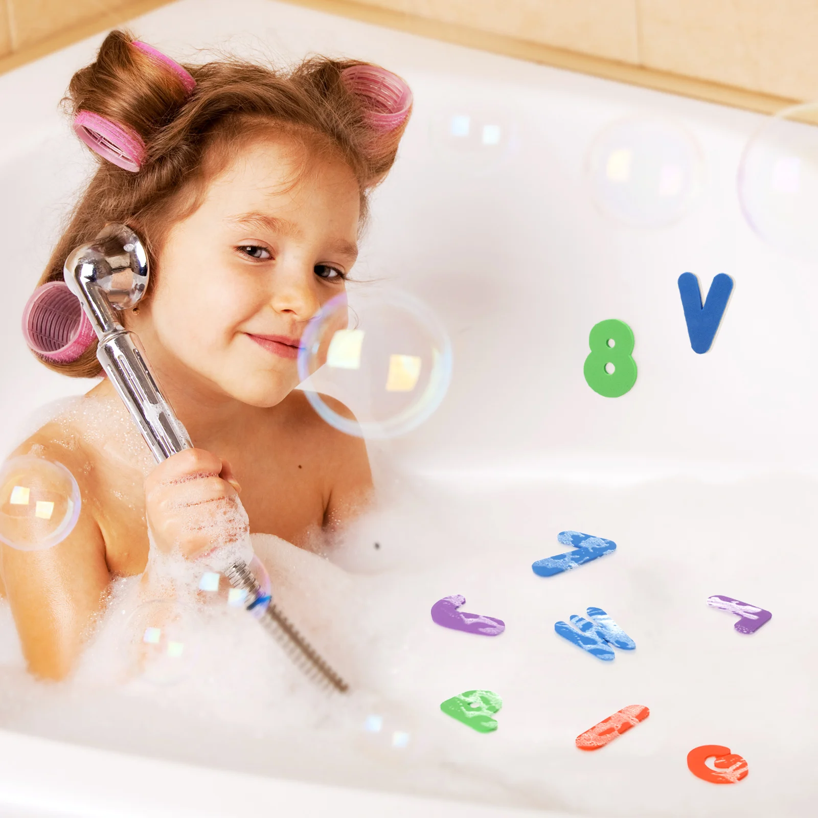 

Kids Bath Toys 36Pcs Foam Alphabet Numbers Educational Learning Stickers for Children Bathtub Puzzle DIY Fun Play Set