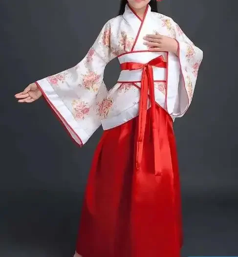 Fashion New Year Clothing Chinese Folk Dance Costume Classical Traditional Ancient Dress Red Dress Traditional Hanfu Party