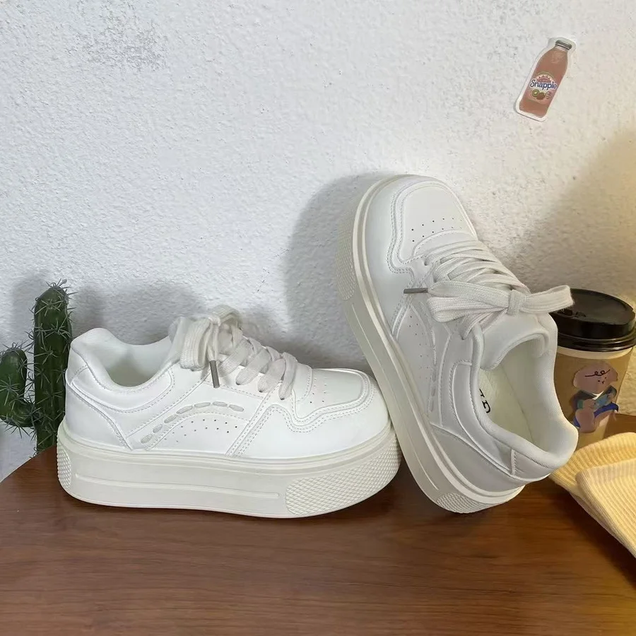 Niedliche Katzenpfoten-Absatz-Print-Plateau-Skate-Sneaker für Damen, blaue Kunstleder-Schnürschuhe, lässige, einfarbige Board-Schuhe für Teenager. – Detail 10