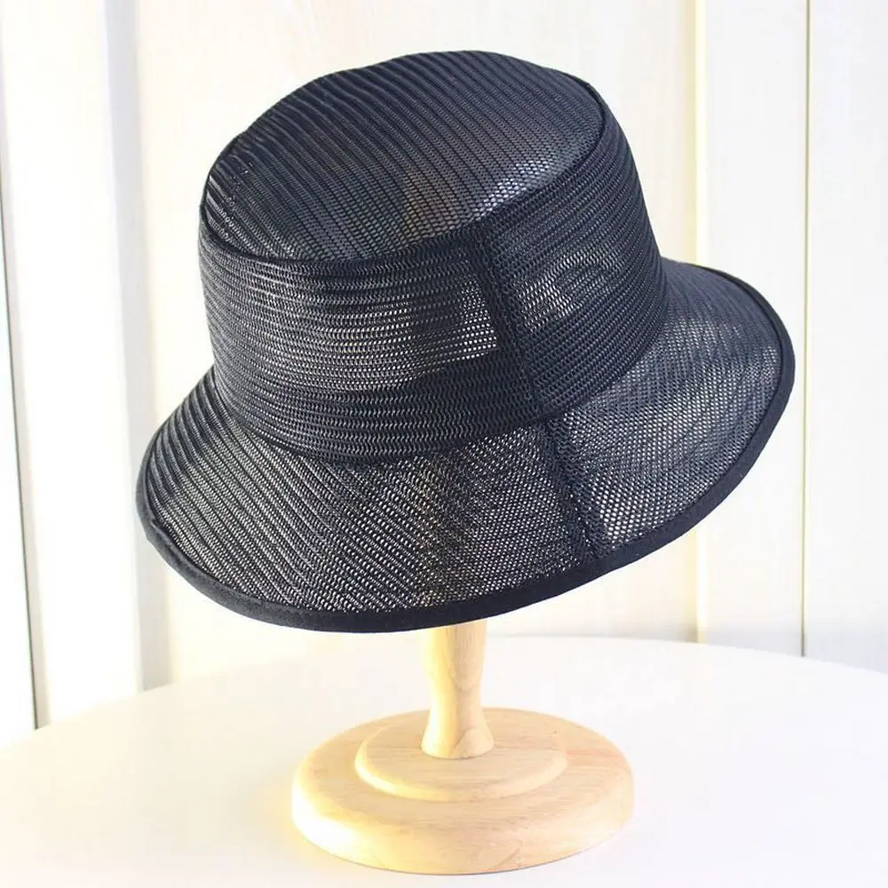 Bucket Hat Large Size Sun Cap Male Mesh Design Polyester Foldable Breathable Outdoor Travel Pot Cap Summer YF0136