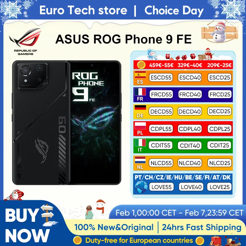 ASUS ROG Phone 9 FE 5G Smartphone Snapdragon 8 Gen 3 6.78 ''65W carga 185Hz AMOLED affichage 5500mAh Android15 t�l�phone portable