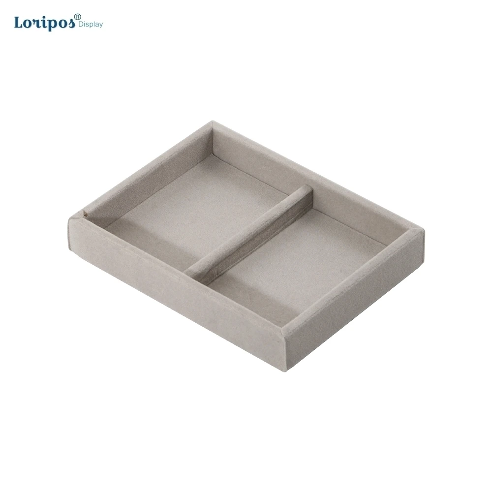 New Arrival Diy Jewelry Box Drawer Storage Organizer Gray Soft Velvet Jewellery Earring Necklace Pendant Bracelet Tray